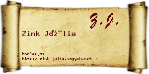 Zink Júlia névjegykártya