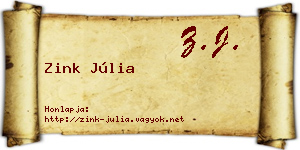 Zink Júlia névjegykártya